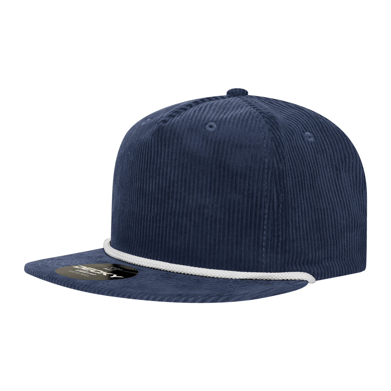 Decky Navy/White / Standard 5 Panel High Profile Relaxed Corduroy Rope Hat