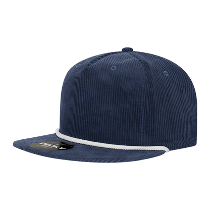 Decky Navy/White / Standard 5 Panel High Profile Relaxed Corduroy Rope Hat