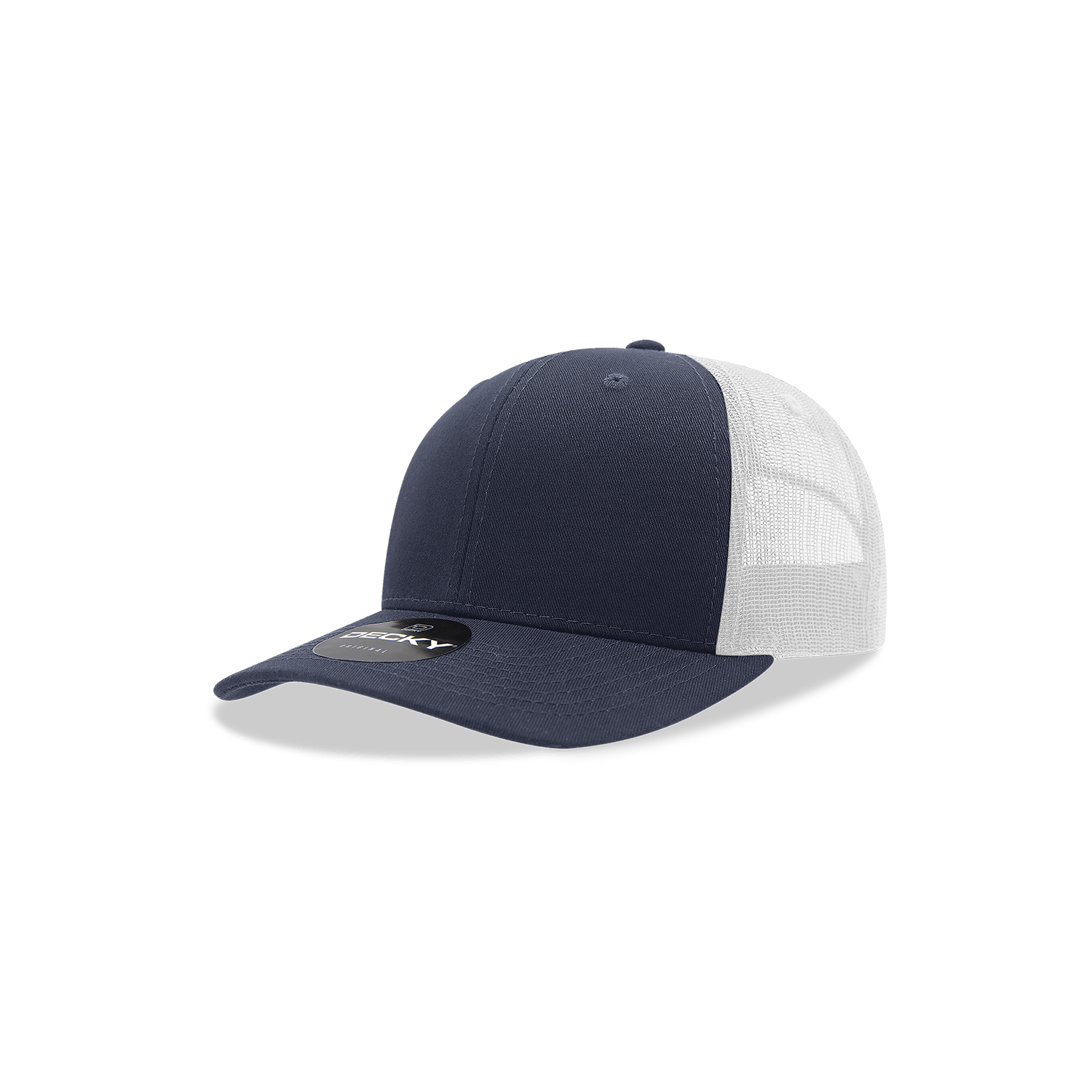 Decky Navy/White / Standard Youth 6 Panel Mid Profile Structured Cotton Trucker