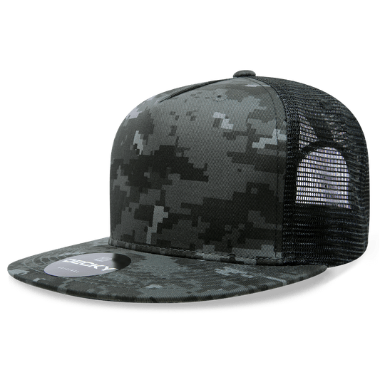 5 Panel High Profile Structured Cotton/Poly Blend Trucker