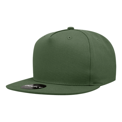 Decky Olive / Standard 5 Panel High Profile Structured Cotton Blend Snapback