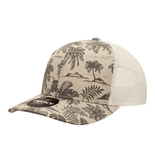 Decky Panel Mid Profile Structured Tropical Trucker / Standard 6 Panel Mid Profile Structured Tropical Trucker