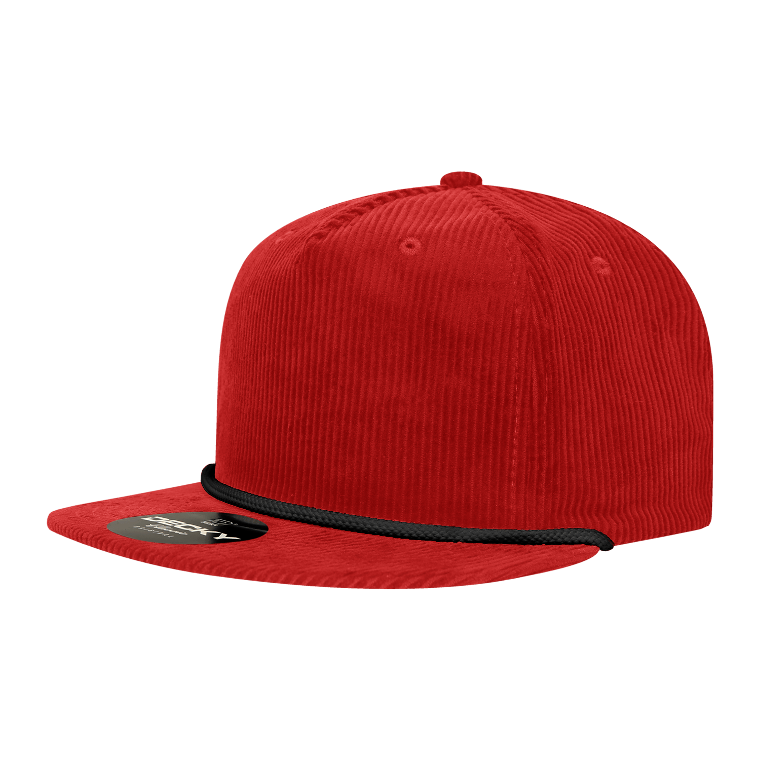 Decky Red/Black / Standard 5 Panel High Profile Relaxed Corduroy Rope Hat