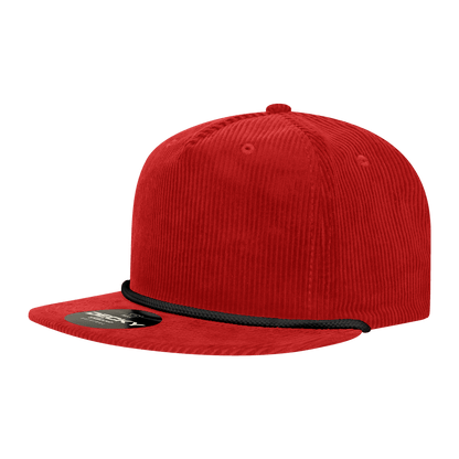 Decky Red/Black / Standard 5 Panel High Profile Relaxed Corduroy Rope Hat