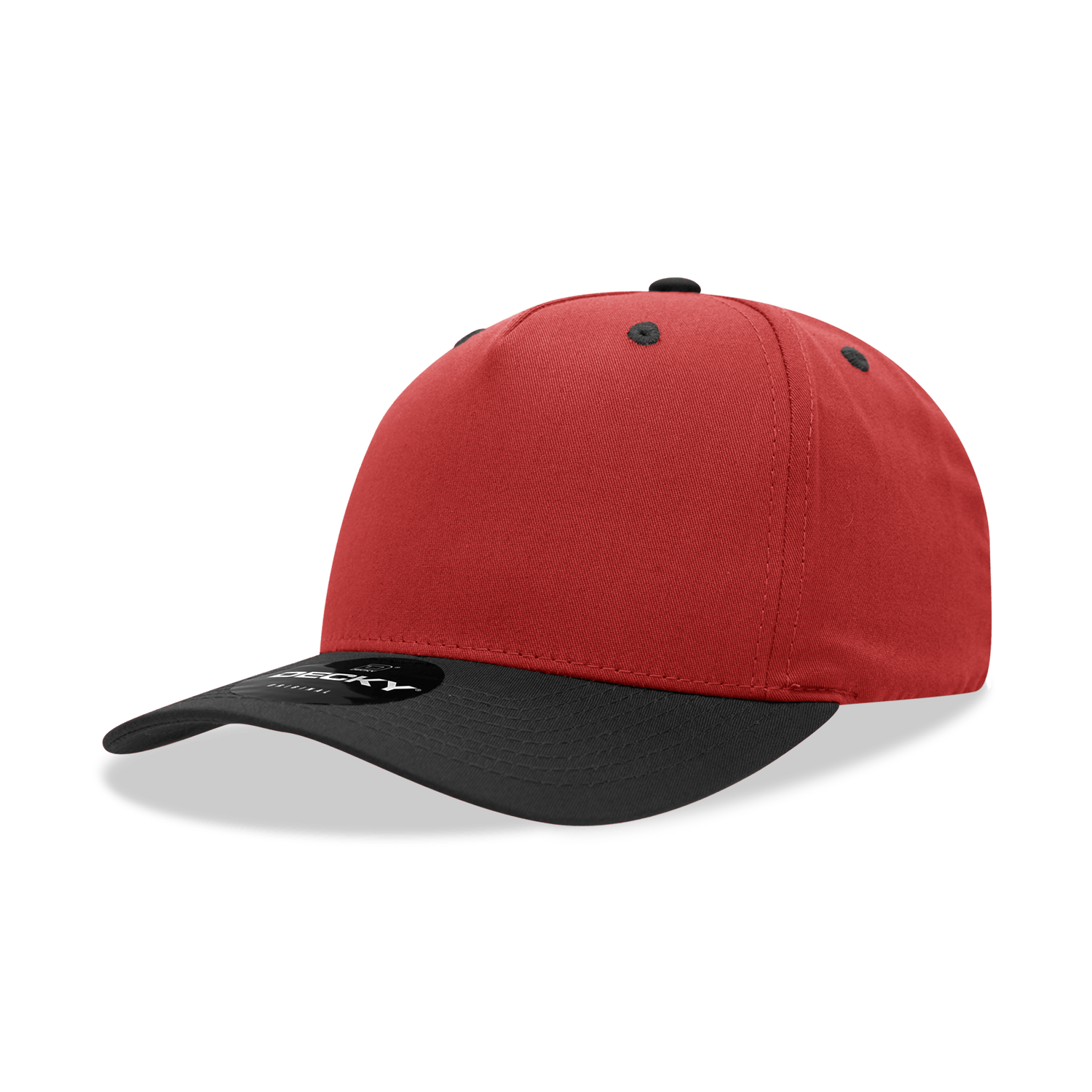 Decky Red/Black / Standard 5 Panel Mid Profile Structured Cotton Blend Cap