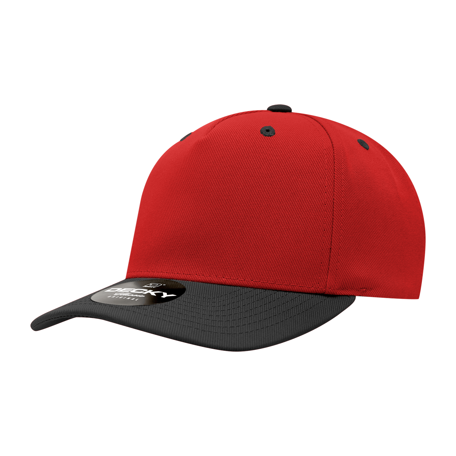 Decky Red/Black / Standard 5 Panel Mid Profile Structured Polyester Cap