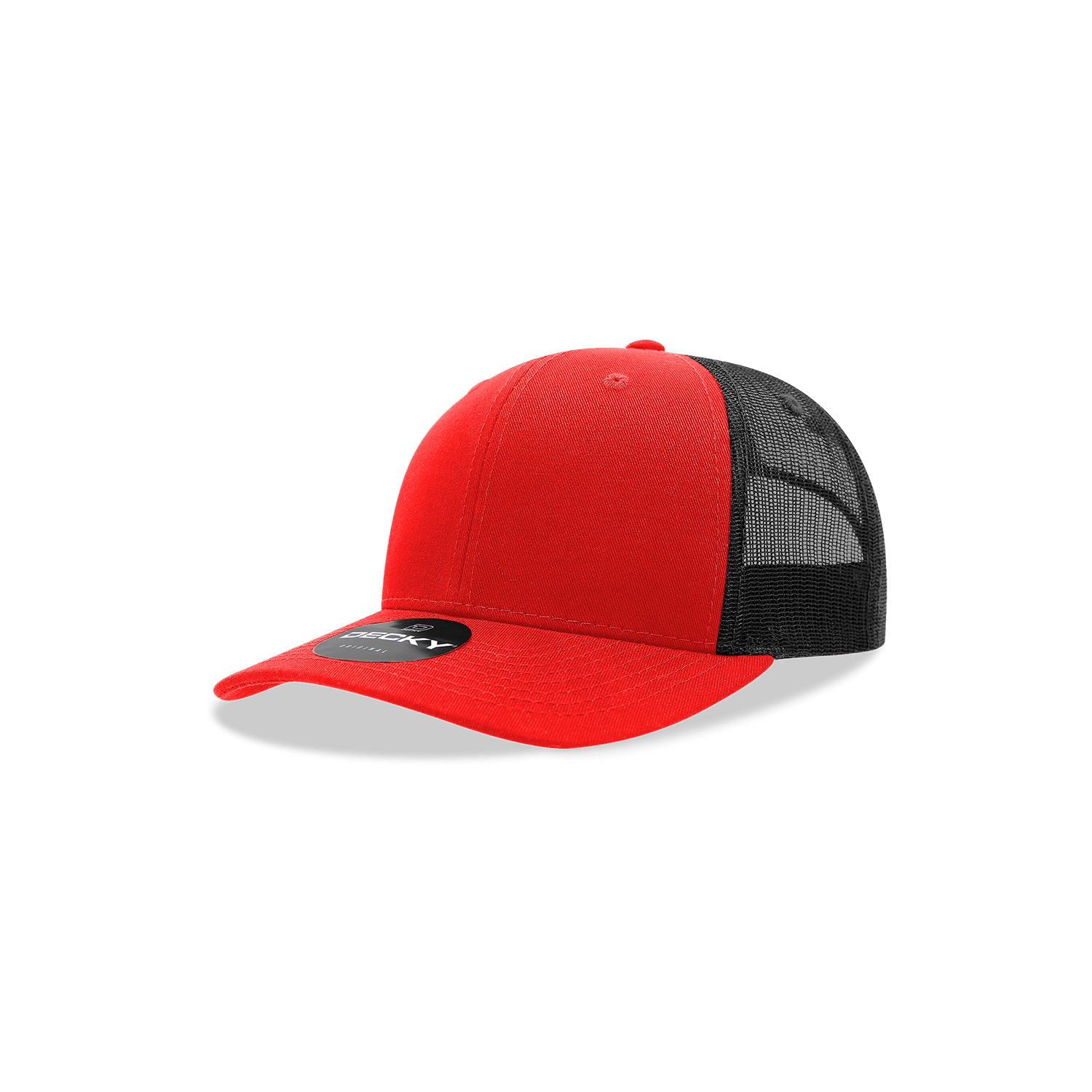 Decky Red/Black / Standard Youth 6 Panel Mid Profile Structured Cotton Trucker