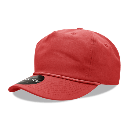 Decky Red / OSFM 5 Panel High Profile Relaxed Cotton Rope Hat