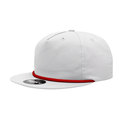 Decky Red Rope / Red Rope 5 Panel High Profile Relaxed Cotton Blend Rope Hat