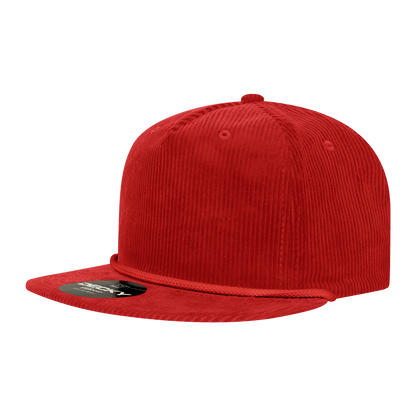 Decky Red / Standard 5 Panel High Profile Relaxed Corduroy Rope Hat