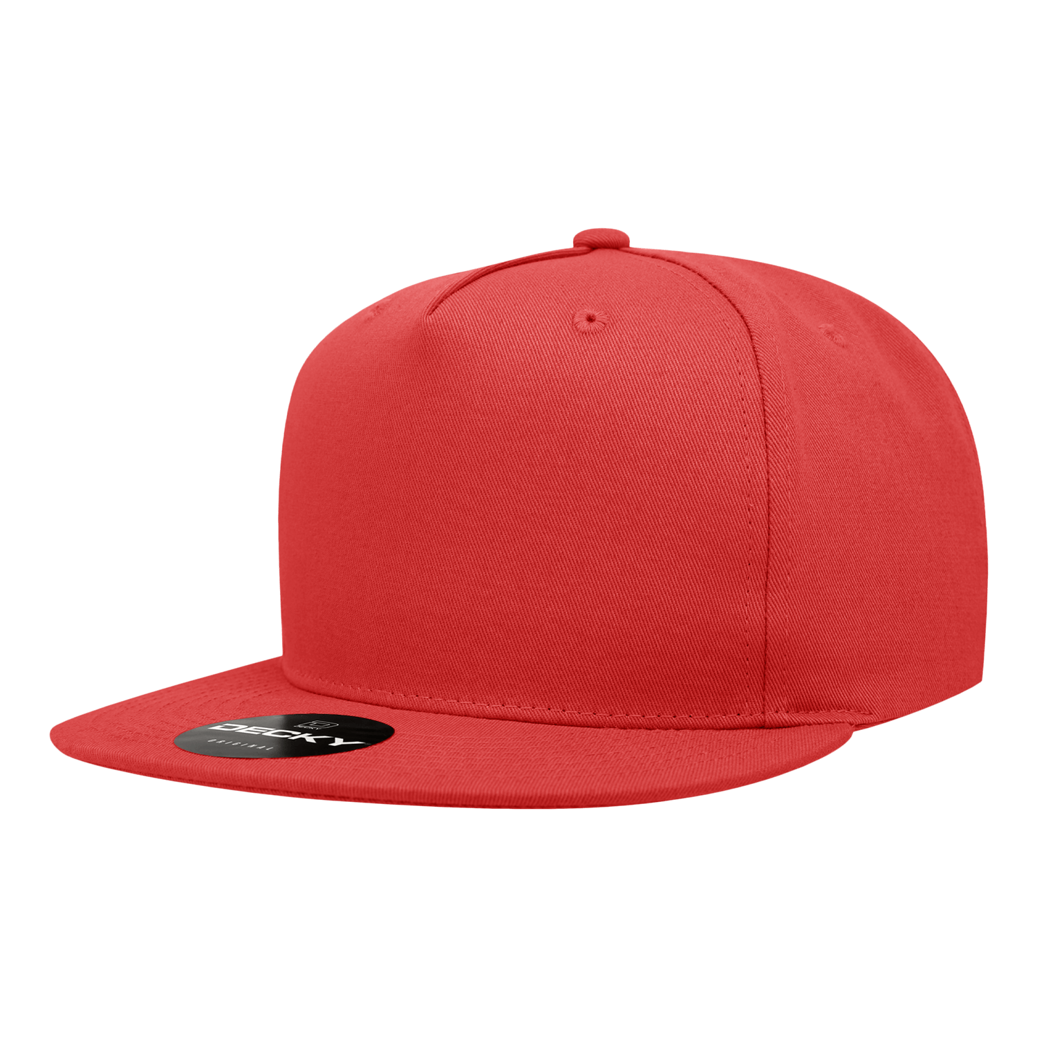 Decky Red / Standard 5 Panel High Profile Structured Cotton Blend Snapback