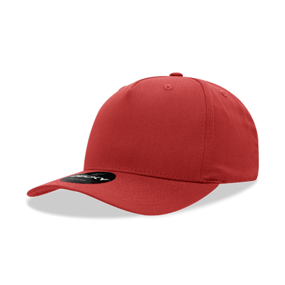 Decky Red / Standard 5 Panel Mid Profile Structured Cotton Blend Cap