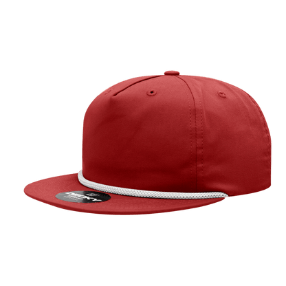 Decky Red/White / Standard 5 Panel High Profile Relaxed Cotton Blend Rope Hat