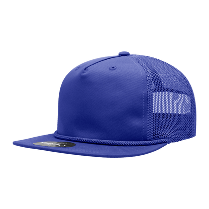 Decky Royal / Standard 5 Panel High Profile Relaxed Cotton Blend Trucker w/Rope
