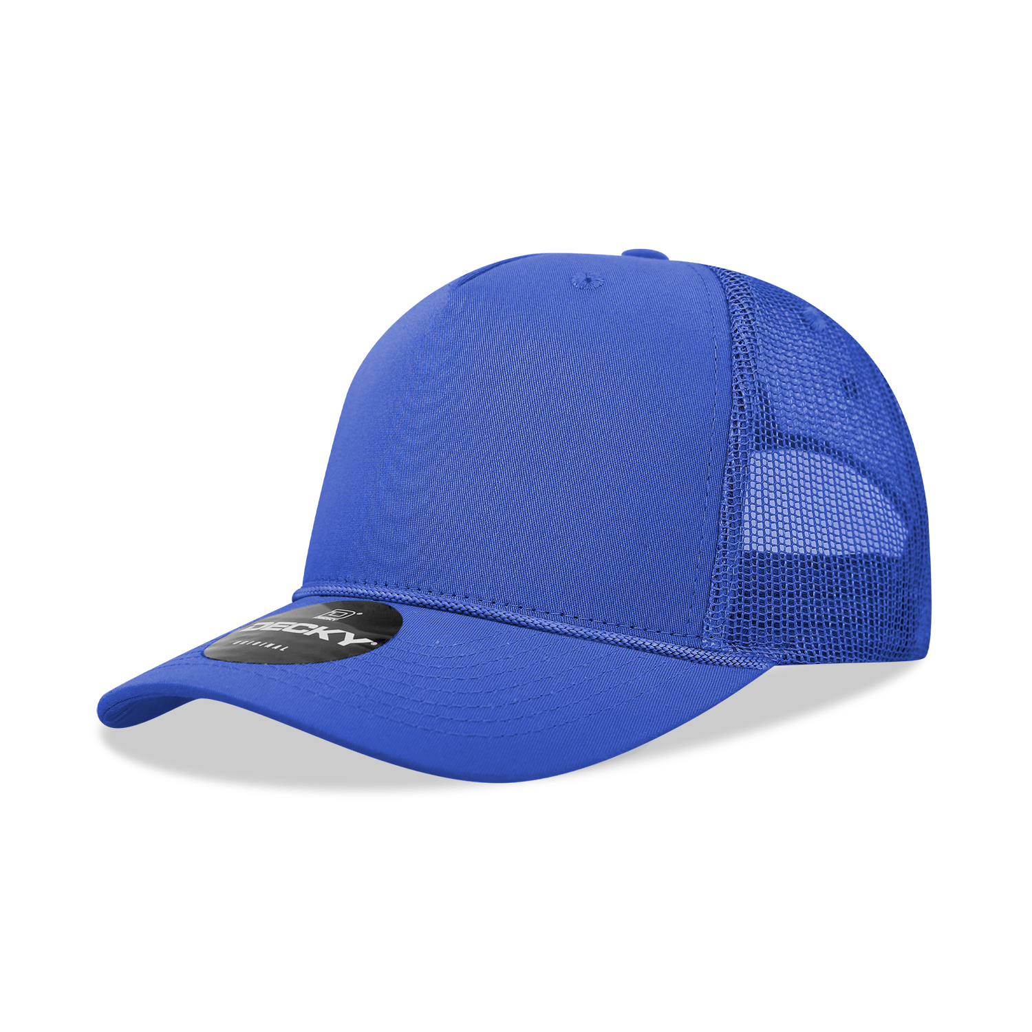 Decky Royal / Standard 5 Panel Mid Profile Structured Cotton/Poly Blend Trucker w/Rope