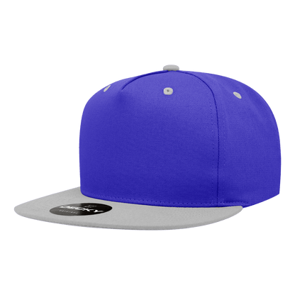 Decky Royal/White / Standard 5 Panel High Profile Structured Cotton Blend Snapback