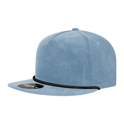 Decky Sky/Black / Standard 5 Panel High Profile Relaxed Corduroy Rope Hat