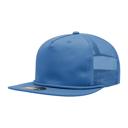 Decky Sky Blue / Standard 5 Panel High Profile Relaxed Cotton Blend Trucker w/Rope