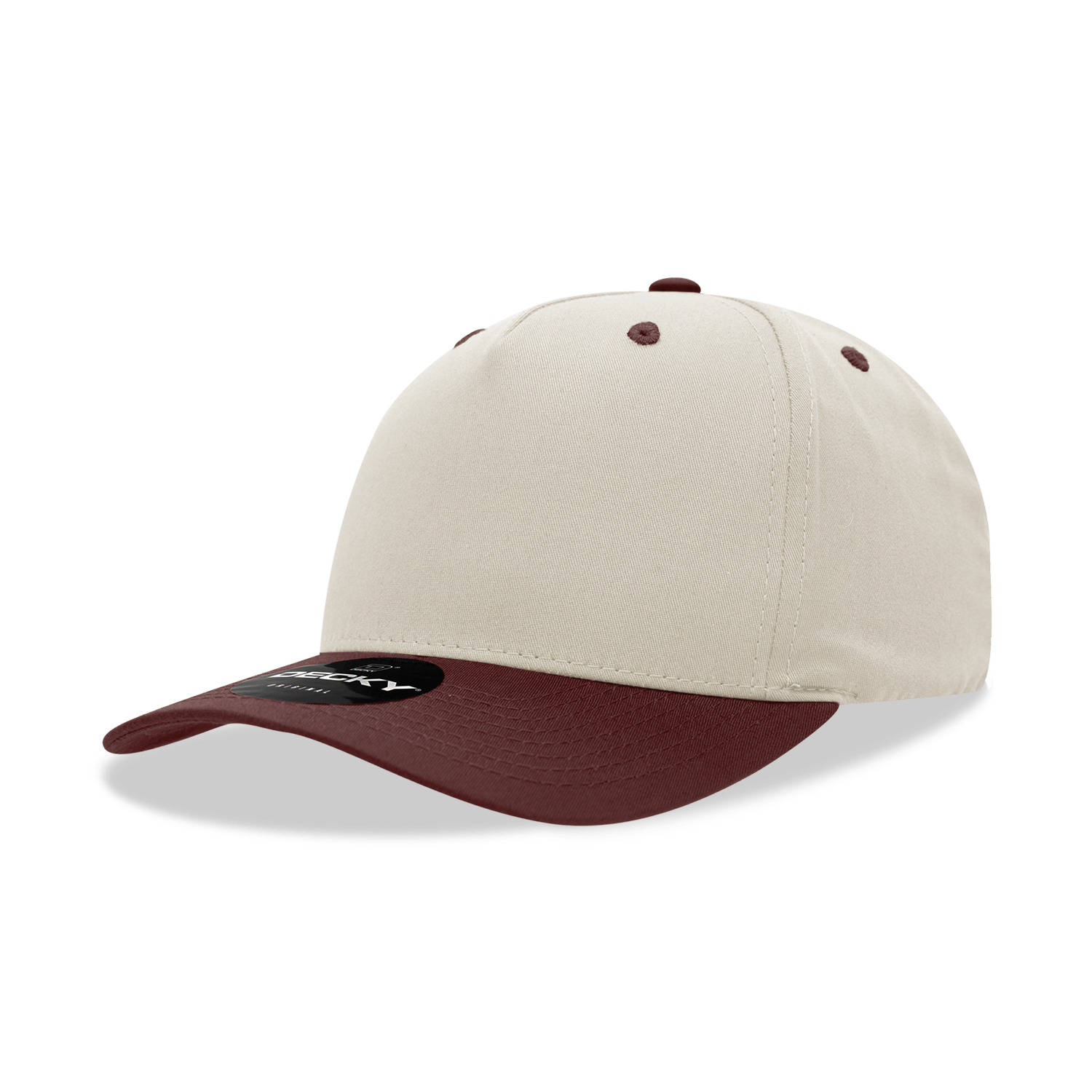 Decky Stone/Maroon / Standard 5 Panel Mid Profile Structured Cotton Blend Cap