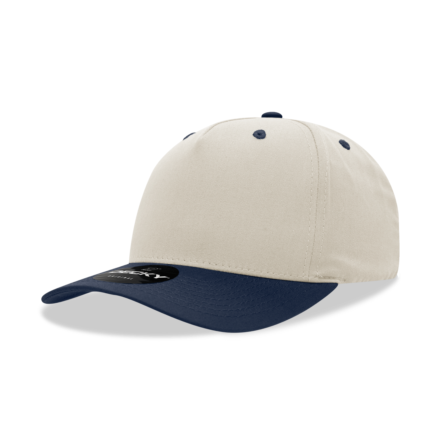 Decky Stone/Navy / Standard 5 Panel Mid Profile Structured Cotton Blend Cap
