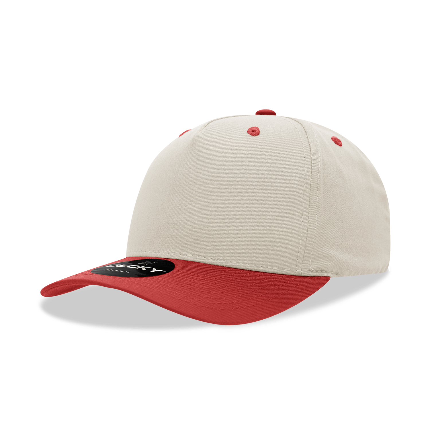 Decky Stone/Red / Standard 5 Panel Mid Profile Structured Cotton Blend Cap