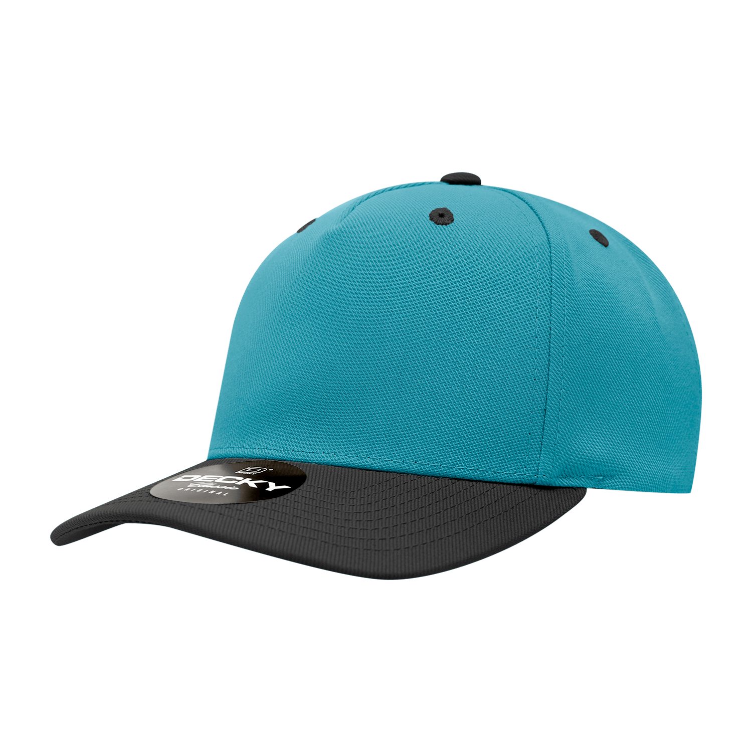 Decky Teal/Black / Standard 5 Panel Mid Profile Structured Polyester Cap