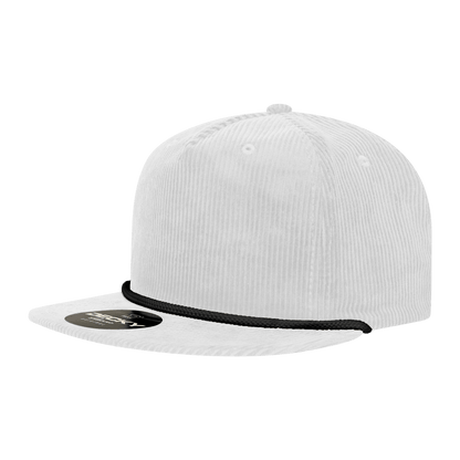 Decky White/Black / Standard 5 Panel High Profile Relaxed Corduroy Rope Hat