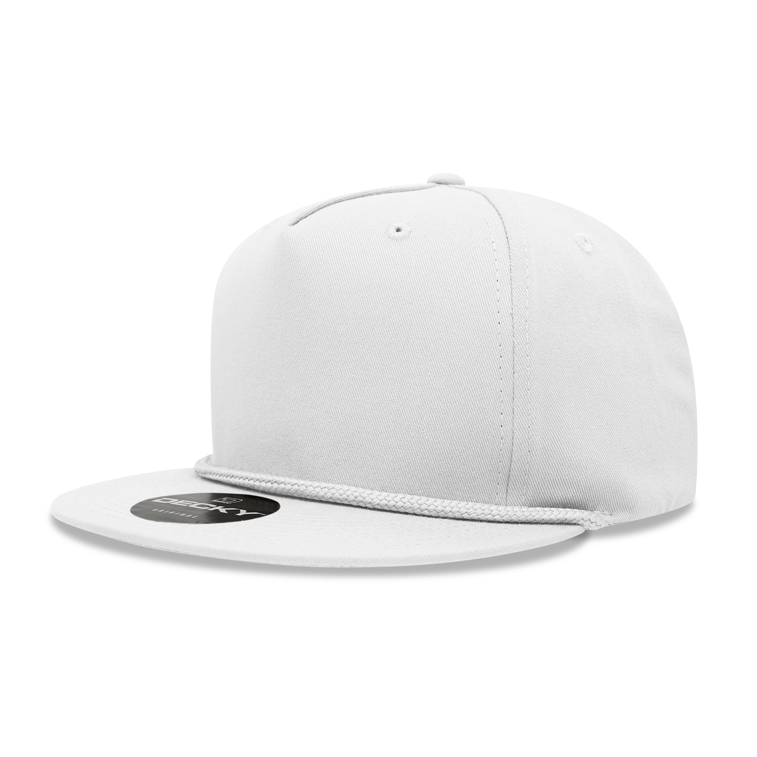 Decky White / OSFM 5 Panel High Profile Structured Cotton Blend Rope Hat