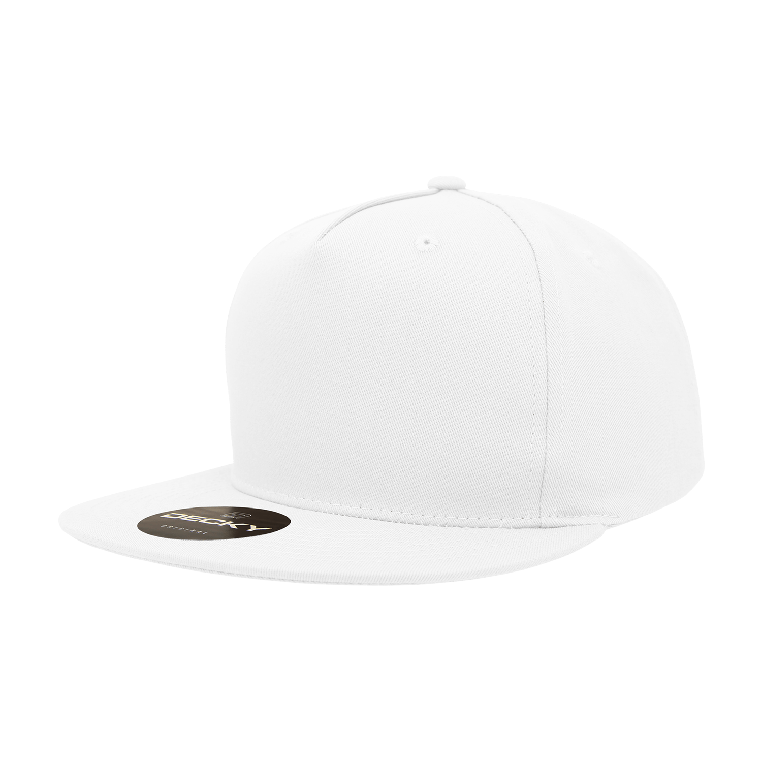Decky White / OSFM 5 Panel High Profile Structured Cotton Blend Snapback