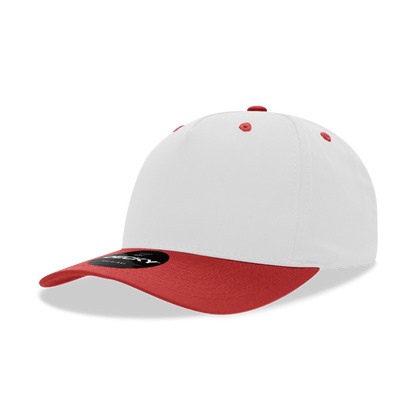Decky White/Red / Standard 5 Panel Mid Profile Structured Cotton Blend Cap