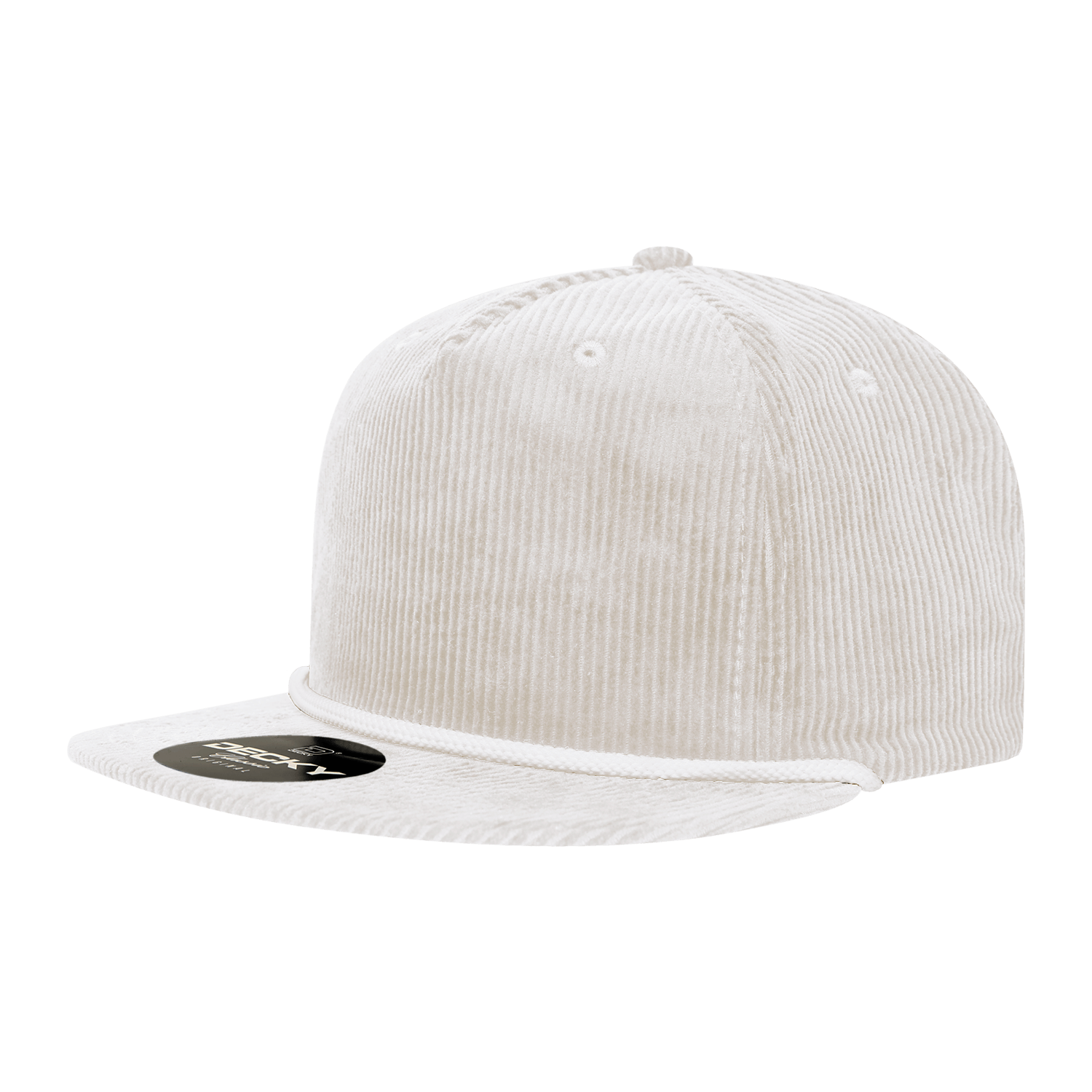 Decky White / Standard 5 Panel High Profile Relaxed Corduroy Rope Hat