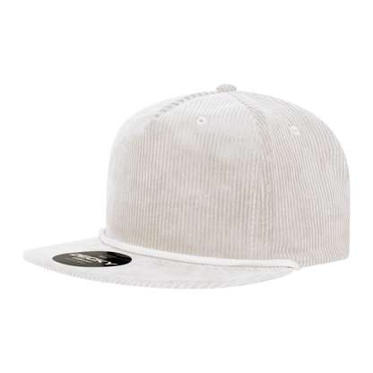Decky White / Standard 5 Panel High Profile Relaxed Corduroy Rope Hat