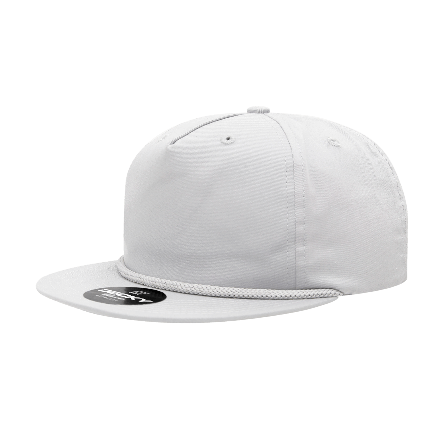 Decky White / Standard 5 Panel High Profile Relaxed Cotton Blend Rope Hat