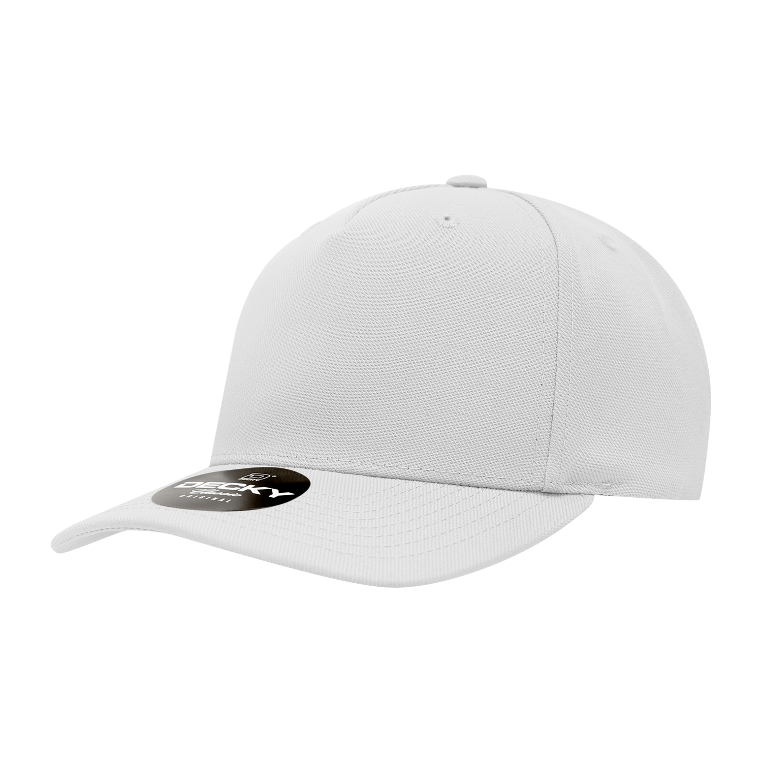 Decky White / Standard 5 Panel Mid Profile Structured Polyester Cap