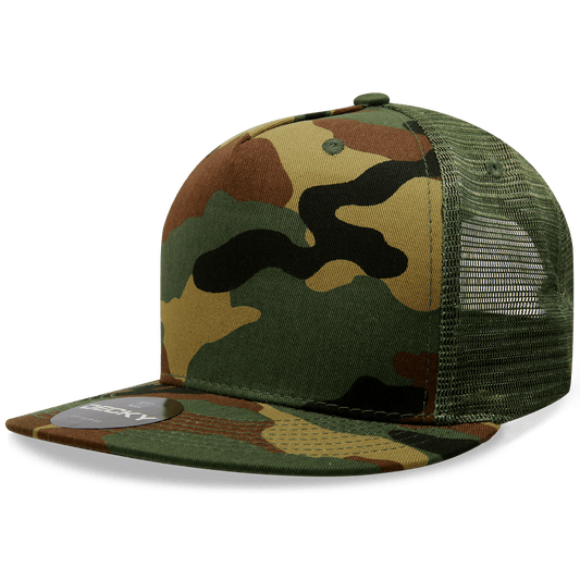 5 Panel High Profile Structured Cotton/Poly Blend Trucker