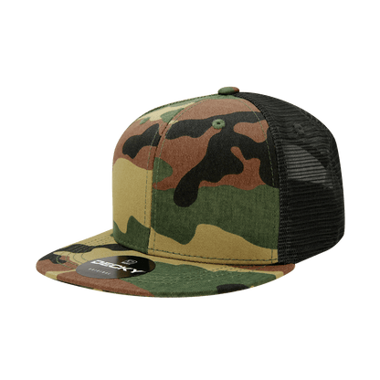 Decky Woodland/Woodland/Black / OSFM 6 Panel High Profile Structured Camo Trucker