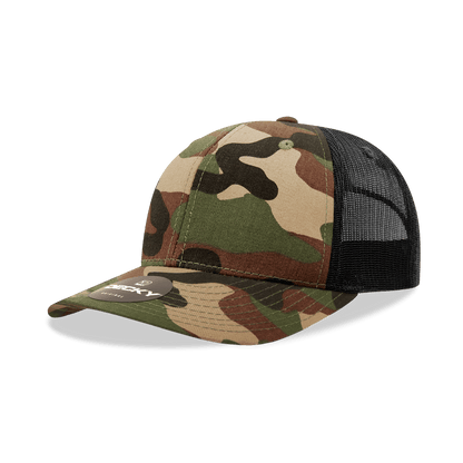 Decky Woodland/Woodland/Black / OSFM 6 Panel Mid Profile Structured Camo Trucker