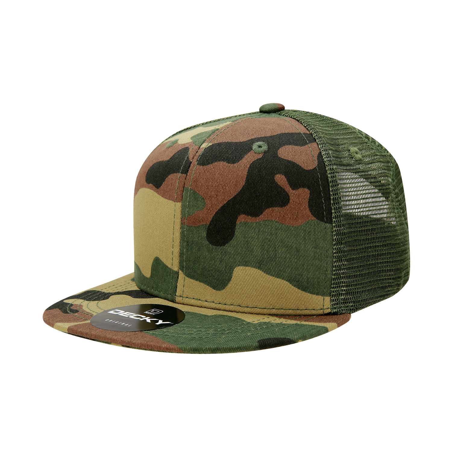 Decky Woodland/Woodland/Olive / OSFM 6 Panel High Profile Structured Camo Trucker