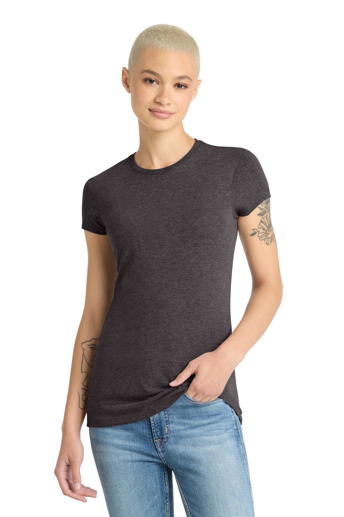 District Heathered Charcoal / XS District  ®  Women's Fitted Perfect Tri  ®  Tee. DT155