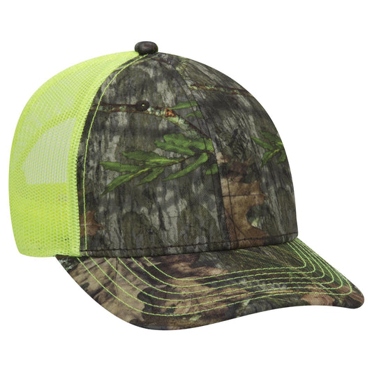 OTTO CAP Mossy Oak Camouflage 6 Panel Low Profile Mesh Back Trucker Hat
