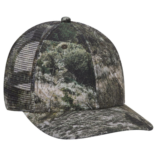 OTTO CAP Mossy Oak Camouflage Superior Polyester Twill 6 Panel Low Profile Mesh Back Trucker Hat