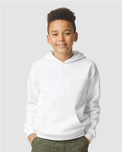 Gildan White / XS Youth Softstyle® Midweight Hooded Sweatshirt