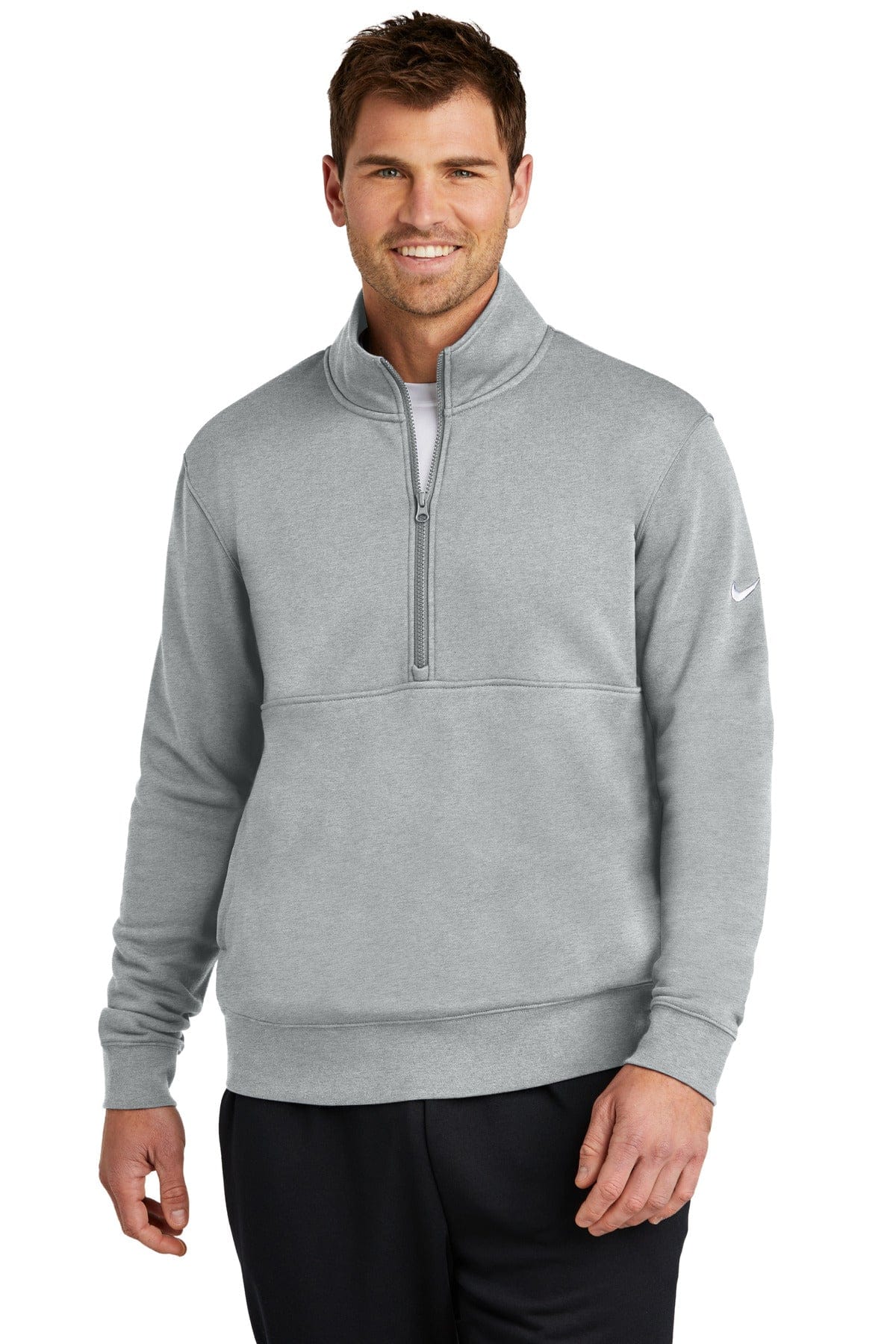Nike Dark Grey Heather / XS Nike Club Fleece Sleeve Swoosh 1/2-Zip NKDX6718