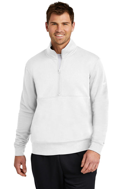 Nike White / XS Nike Club Fleece Sleeve Swoosh 1/2-Zip NKDX6718