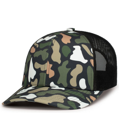 Pacific Headwear BAYOU/LT CHARCOAL/BAYOU / OS WEEKENDER DUCK CAMO TRUCKER SNAPBACK CAP