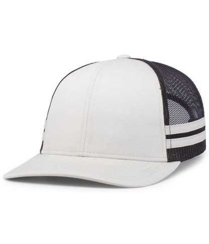 Pacific Headwear BIRCH/LIGHT CHARCOAL/BIRCH / OS Low-Profile Stripe Trucker Cap