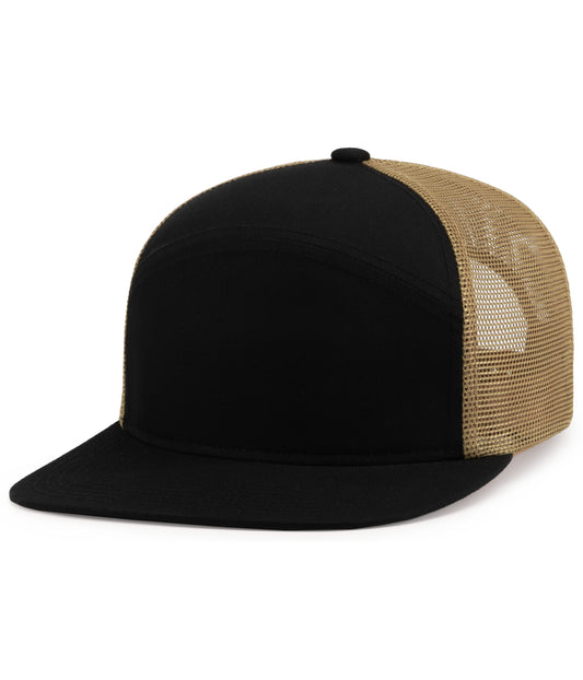 Pacific Headwear BLACK/BUCK/BLACK / OS 6-Panel Arch Trucker Snapback Cap