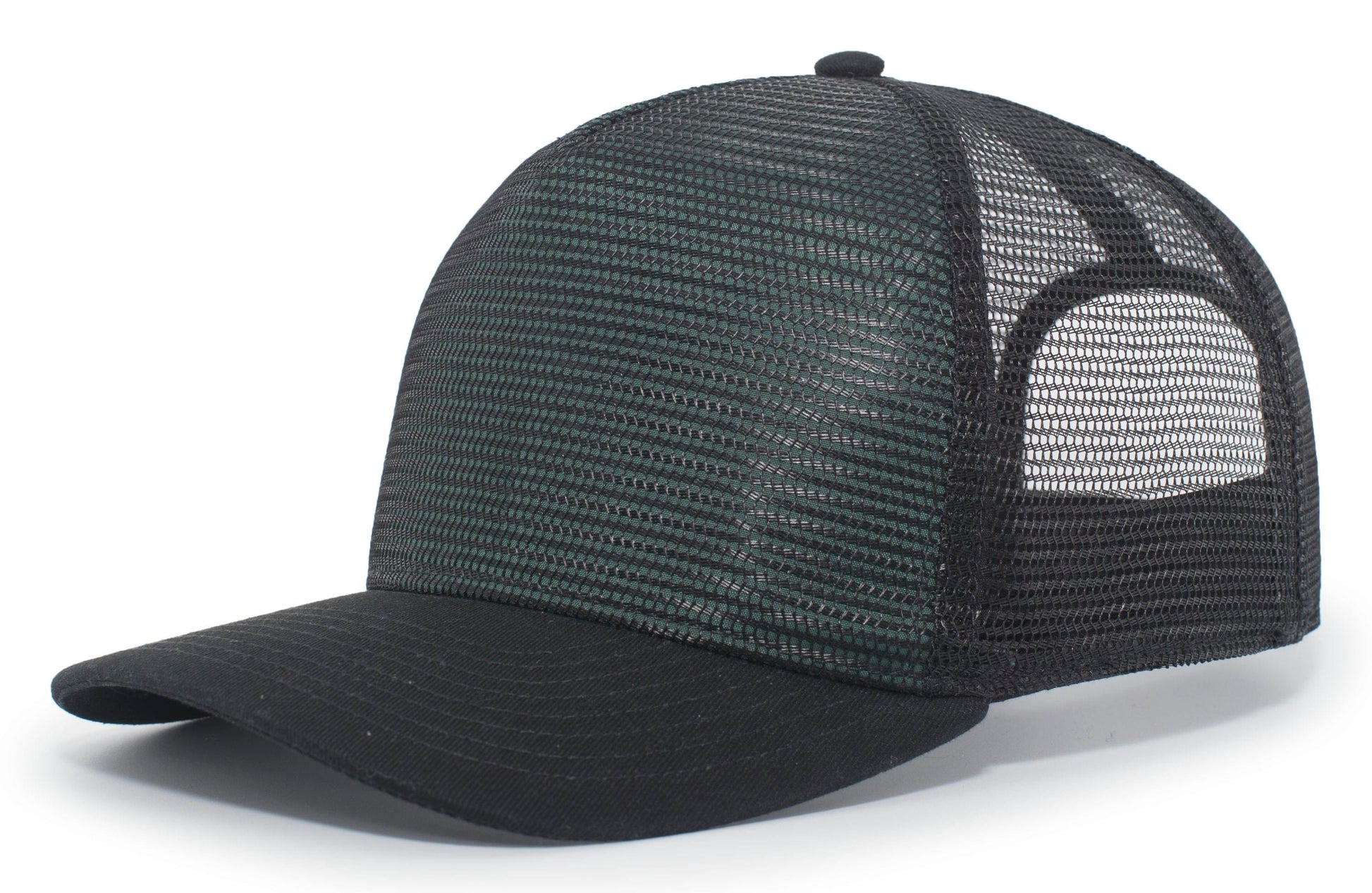 Pacific Headwear BLACK/DARK GREEN / OS 5-Panel Mesh Overlay Trucker Snapback