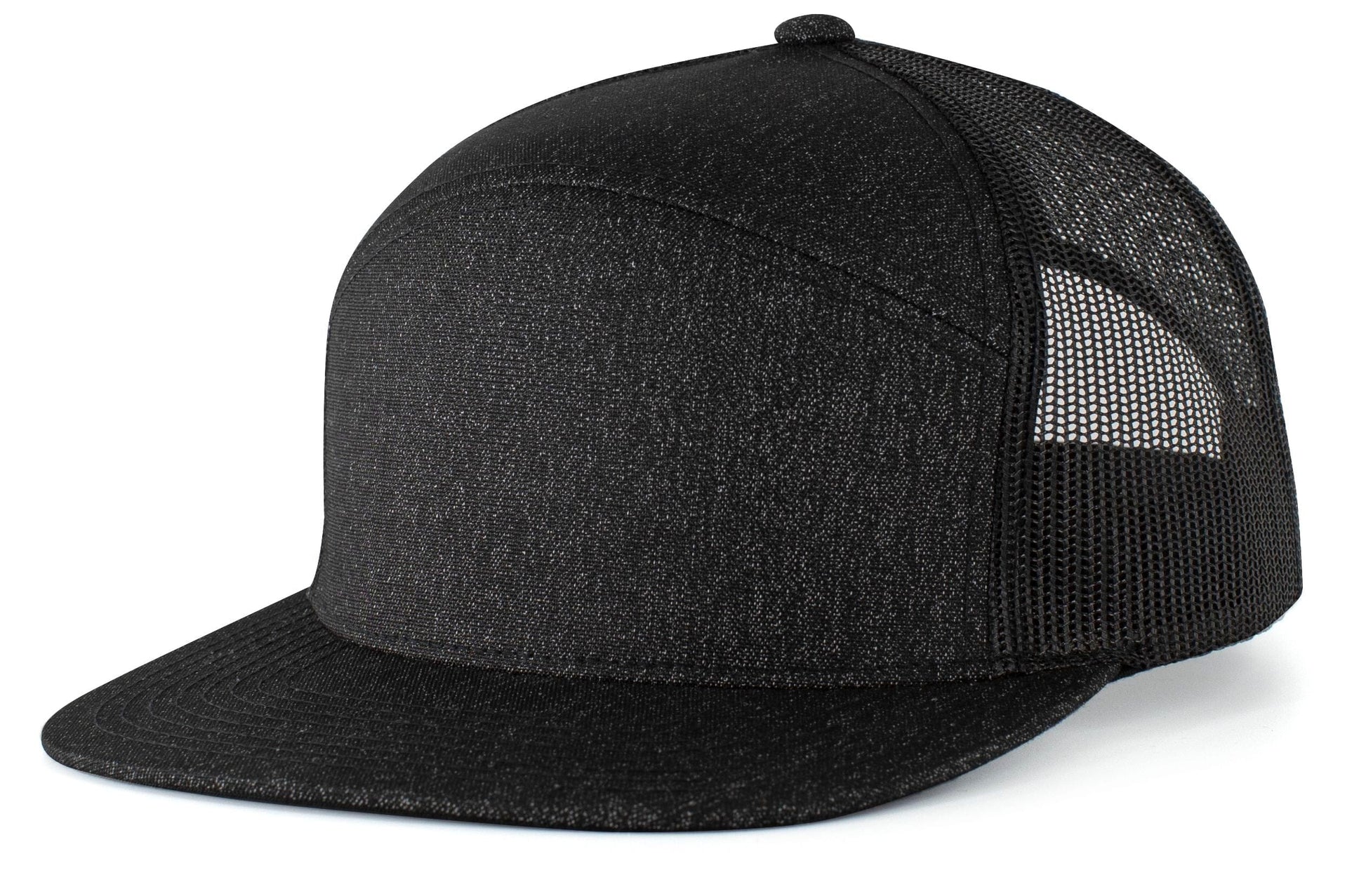 Pacific Headwear BLACK HEATHER/BLACK / OS Heather 6-Panel Arch Trucker Snapback Cap