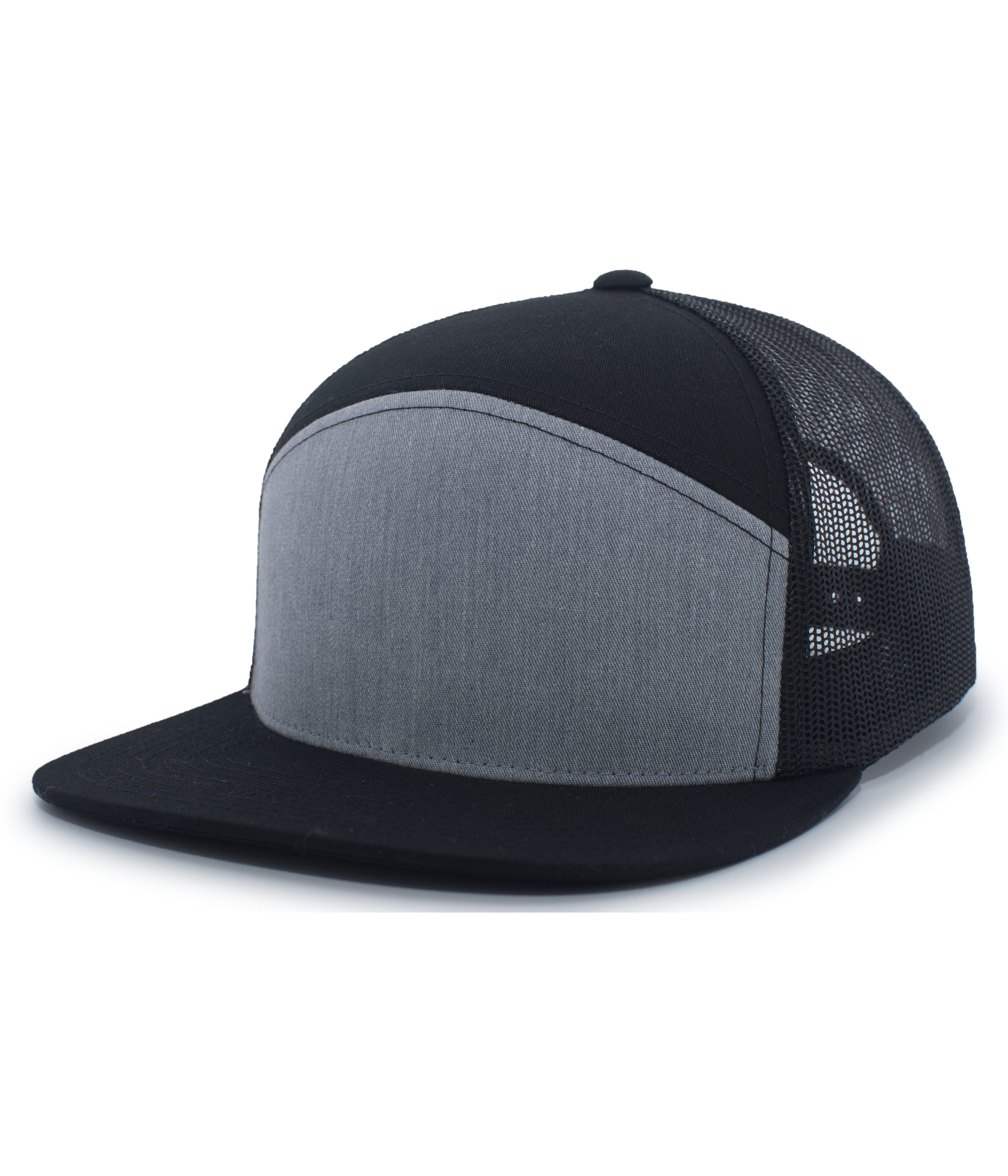 Pacific Headwear BLACK/HEATHER GRAY / OS 6-Panel Arch Trucker Snapback Cap